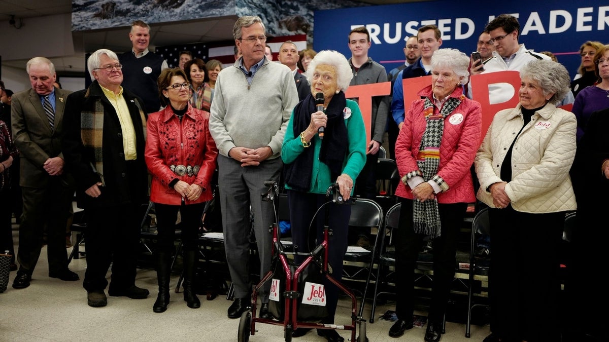Barbara Bush campaigns for her son Jeb Bush in New Hampshire on Feb. 4, 2016.