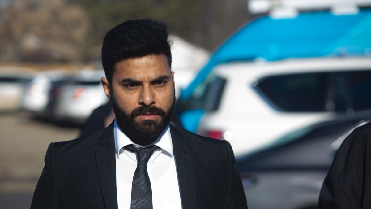 Jaskirat Singh Sidhu arrives for his sentencing hearing in Melfort, Saskatchewan, Friday. (Kayle Neis/The Canadian Press via AP)