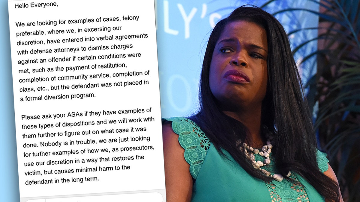 An internal email from Kim Foxx’s office obtained by Fox News asked workers to dig for examples bolstering Foxx’s claim that the dropped charges in the Jussie Smollett case weren’t as uncommon or shocking as they seemed. (Getty, File)