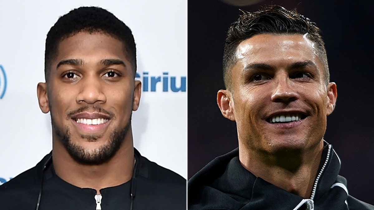 Anthony Joshua, left, was criticized for his remarks on Cristiano Ronaldo.