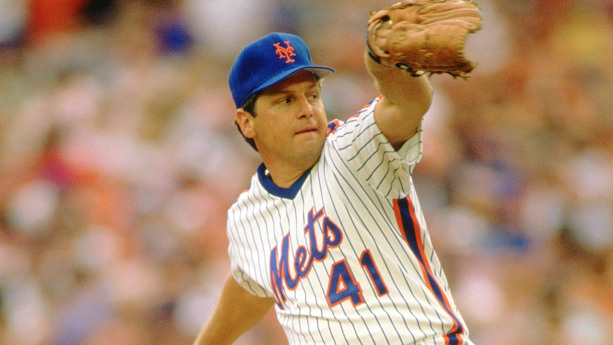 Tom Seaver of the New York Mets pitches during an MLB game at Shea Stadium in Queens, N.Y. Seaver pitched for the Mets from 1967-1977 and 1983.
