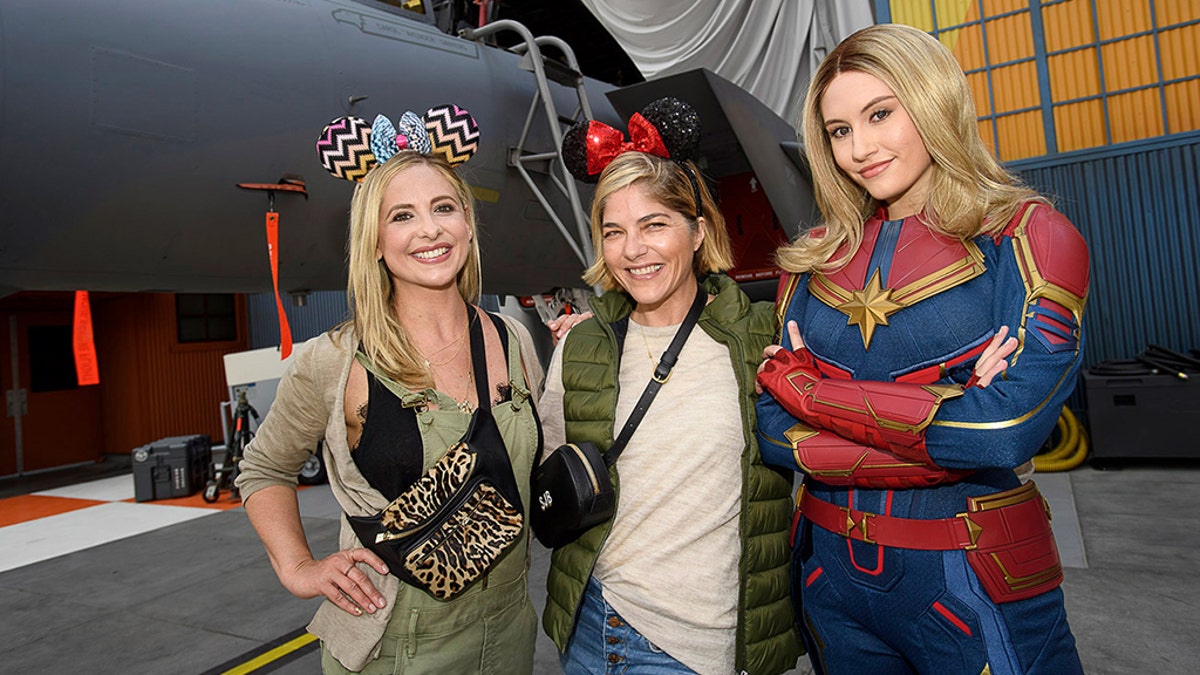 Sarah Michelle Gellar (left) and Selma Blair (center) went to Disneyland in California on Thursday. (Disneyland Resort)