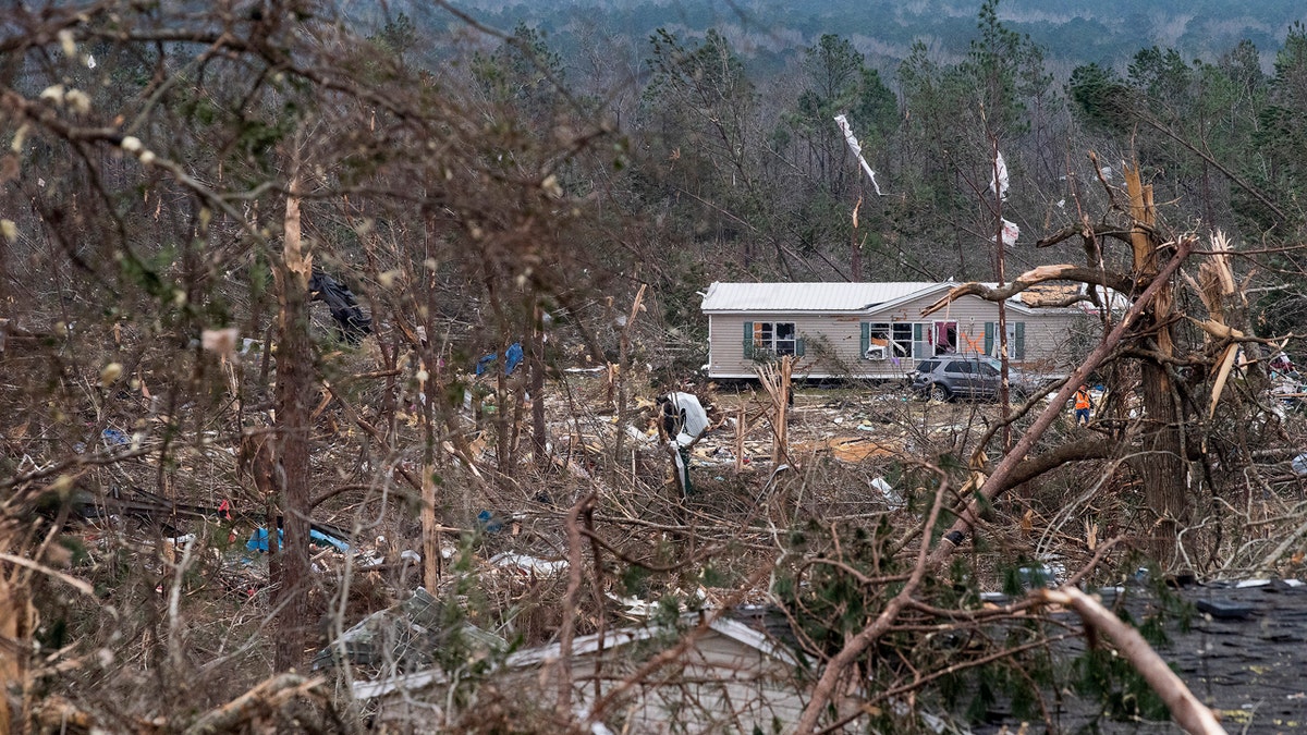 Tornado damage near Beauregard, Ala., on Monday March 4, 2019.