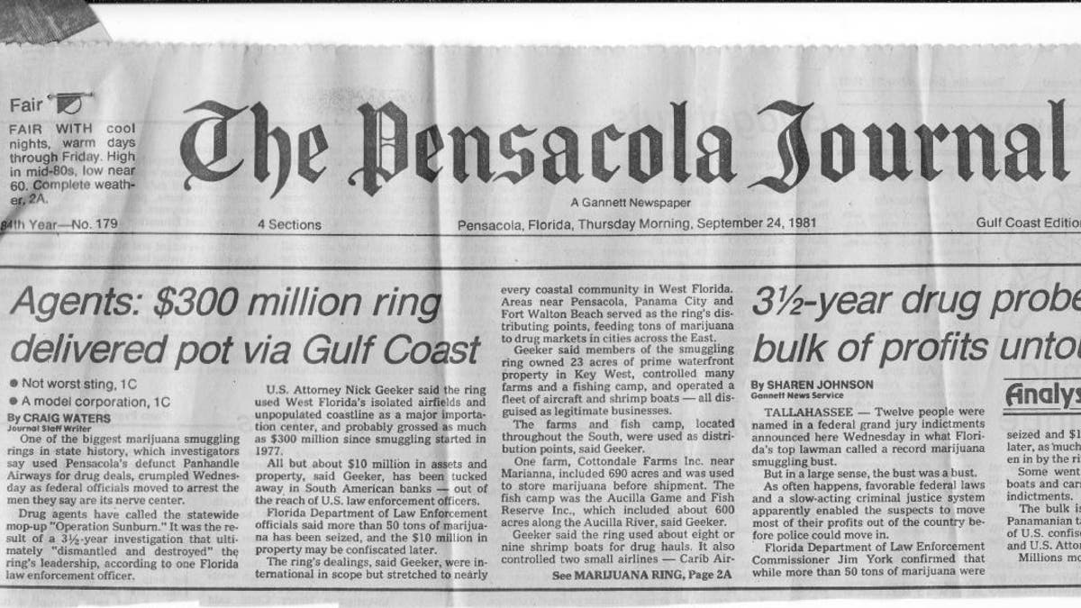 A 1983 newspaper clipping details the arrest of Bill Cobb, a one-time smuggler for Pablo Escobar. 