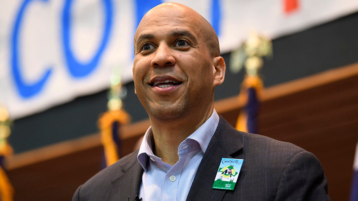 Democratic presidential candidate Sen. Cory Booker speaks during a town hall meeting in Rock Hill, S.C., on Saturday.