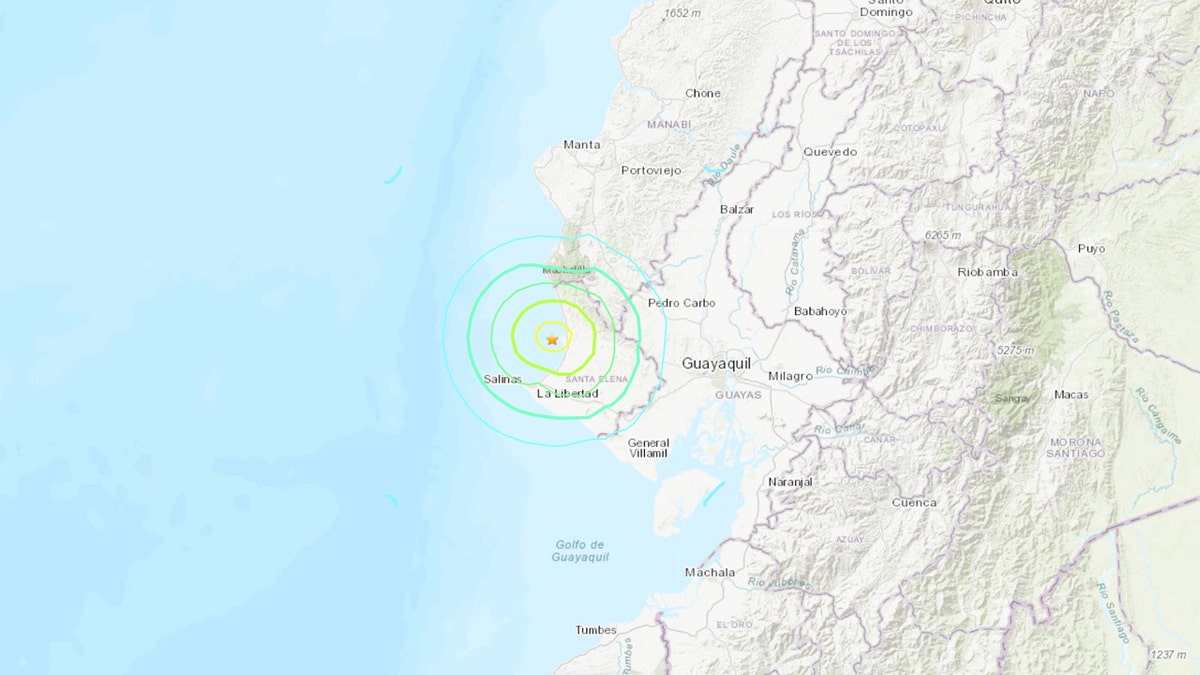 The 6.2 magnitude earthquake was reported about 16 miles north of Santa Elena along the coast, according to the USGS.