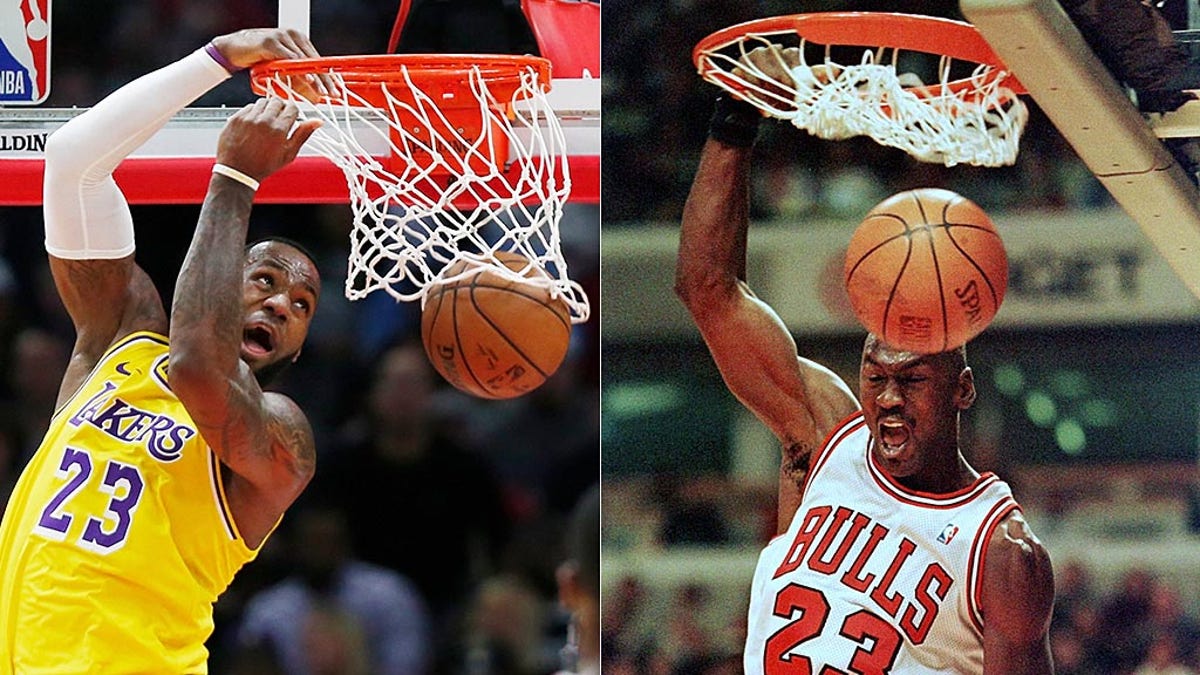 michael jordan dunking on lebron james
