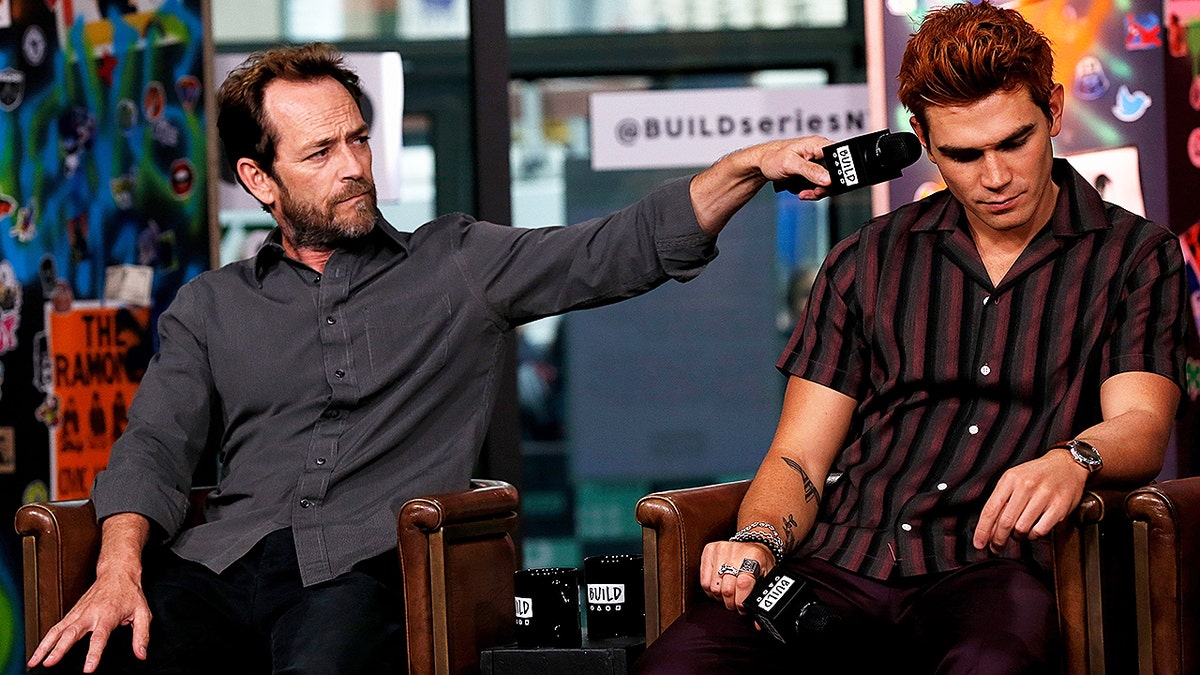 NEW YORK, NY - OCTOBER 08: Luke Perry (L) and K. J. Apa attend the Build Series to discuss 