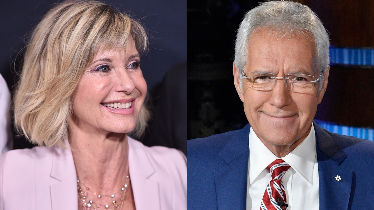 Olivia Newton-John and Alex Trebek