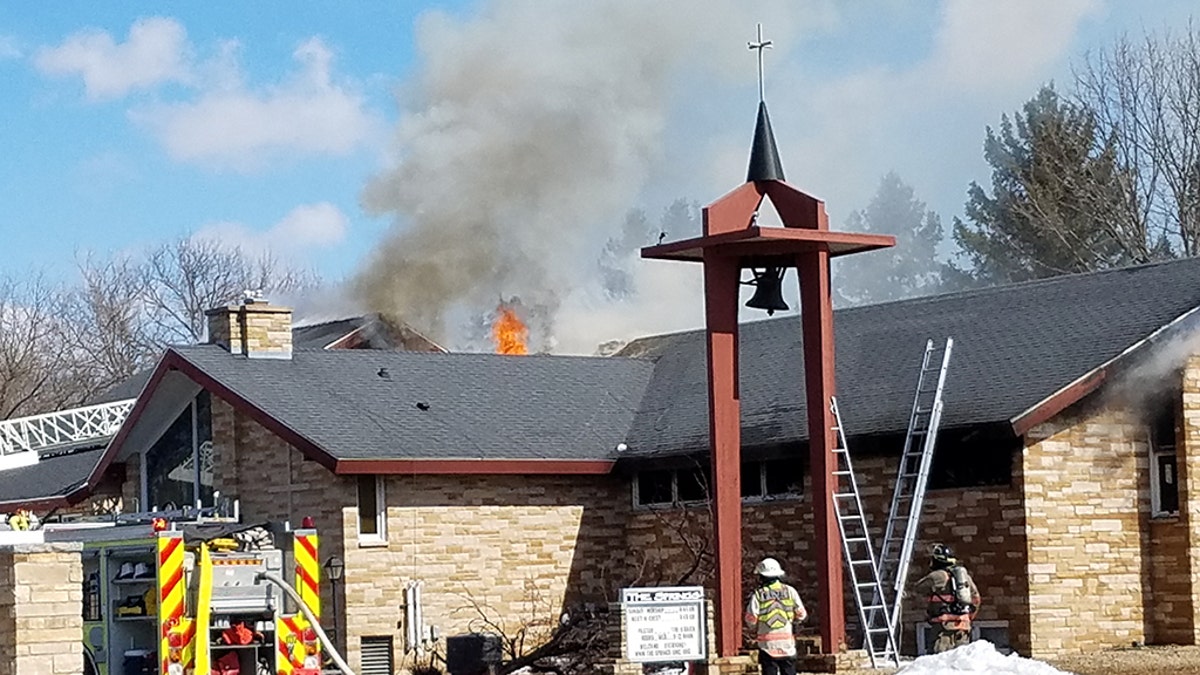 Fire at The Springs United Methodist Church in Plover, Wis.