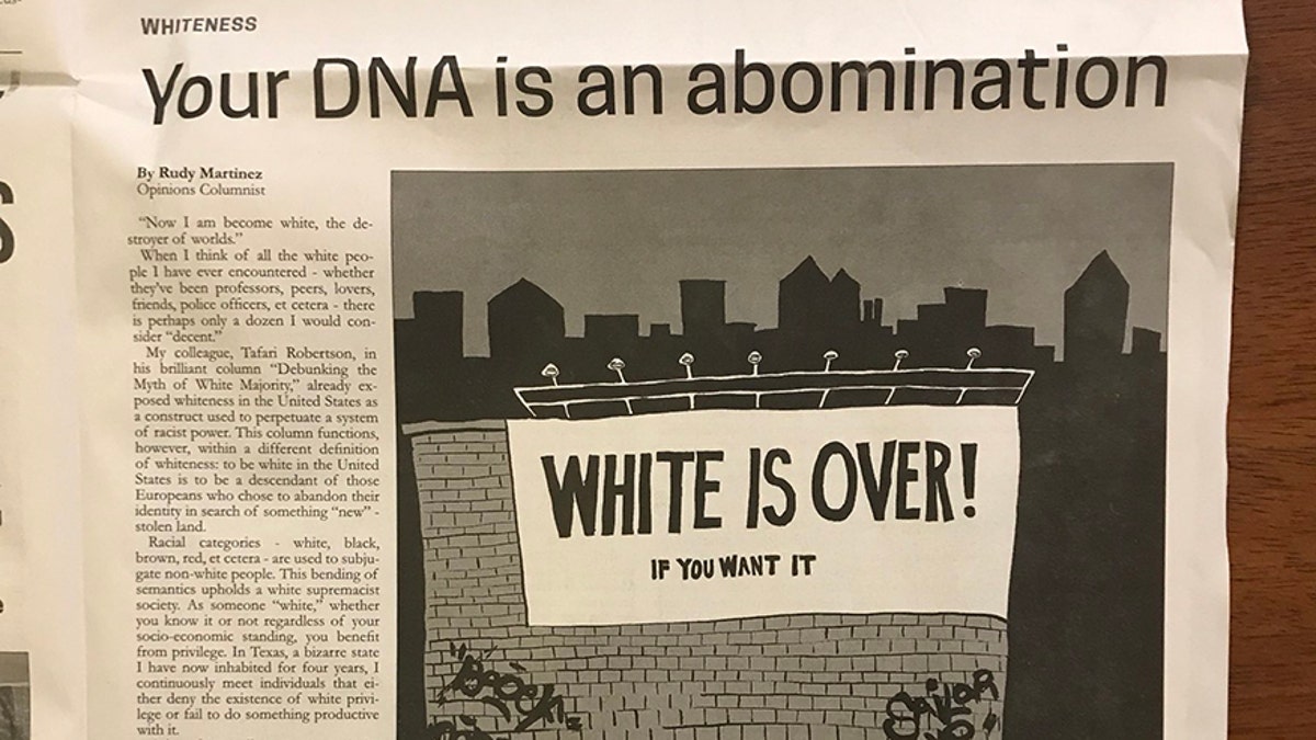 The "Your DNA is an abomination" column created a campus-wide backlash. 
