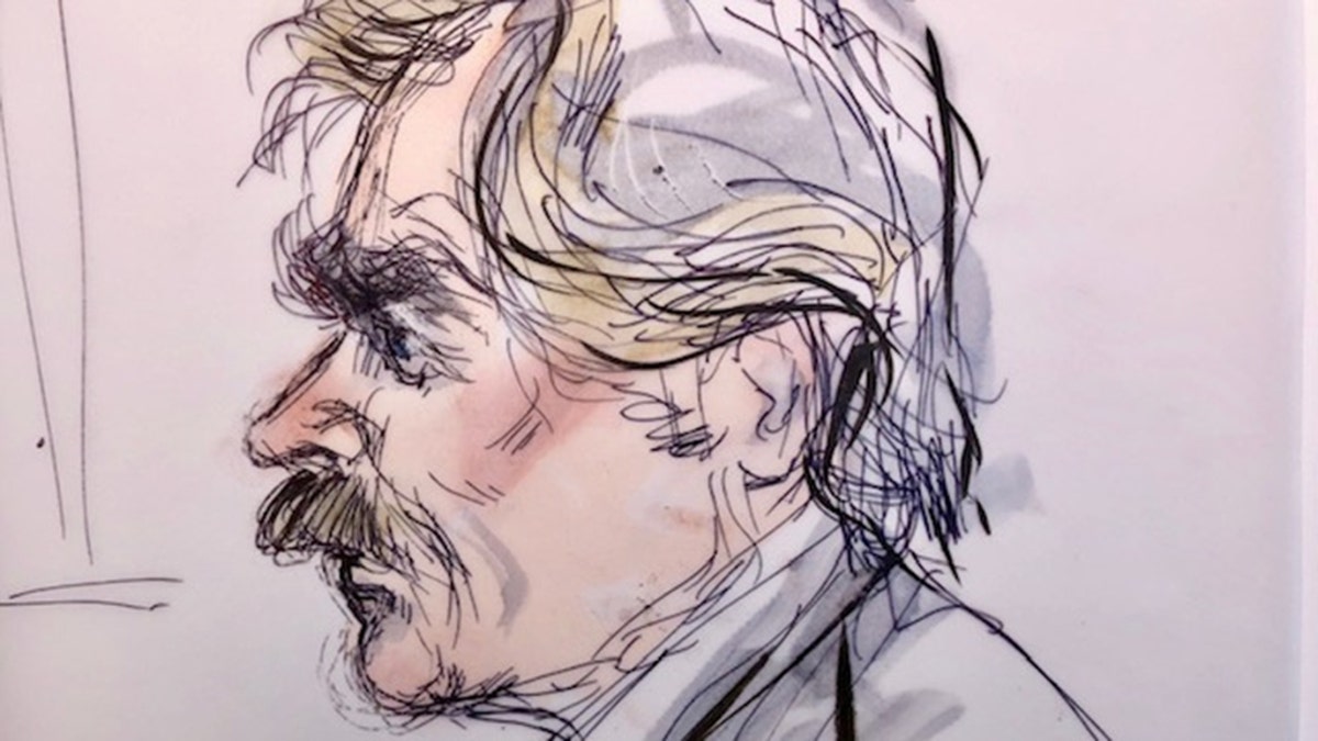 Felicity Huffman's husband, actor William H. Macy appears in this court sketch at an initial hearing for defendants in a racketeering case involving the allegedly fraudulent admission of children to elite universities, at the U.S. federal courthouse in downtown Los Angeles, California, U.S., March 12, 2019. REUTERS/Mona Edwards