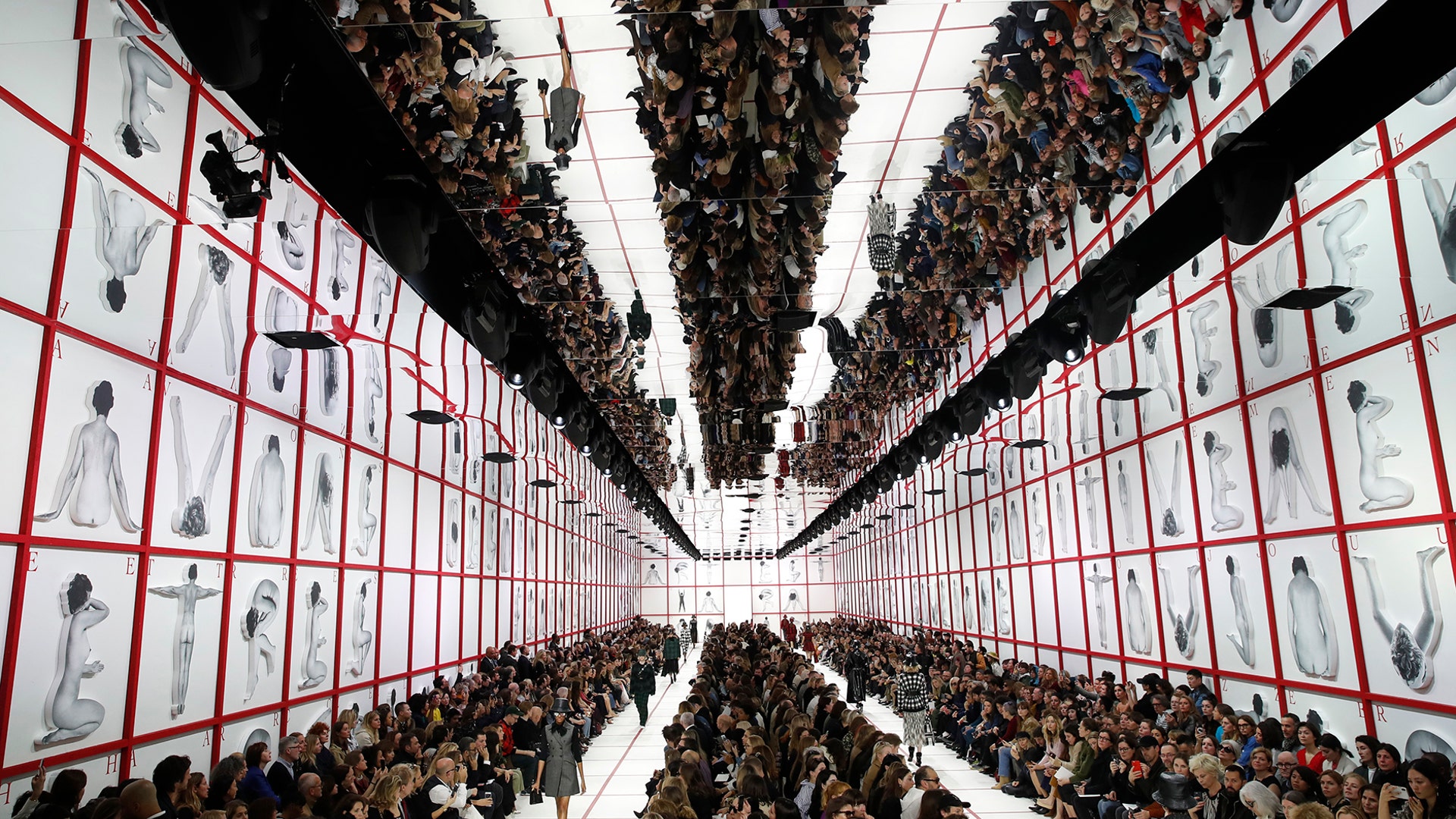 Models wear creations in the Dior ready to wear Fall-Winter 2019-2020 collection, that was presented in Paris, Feb. 26, 2019. 