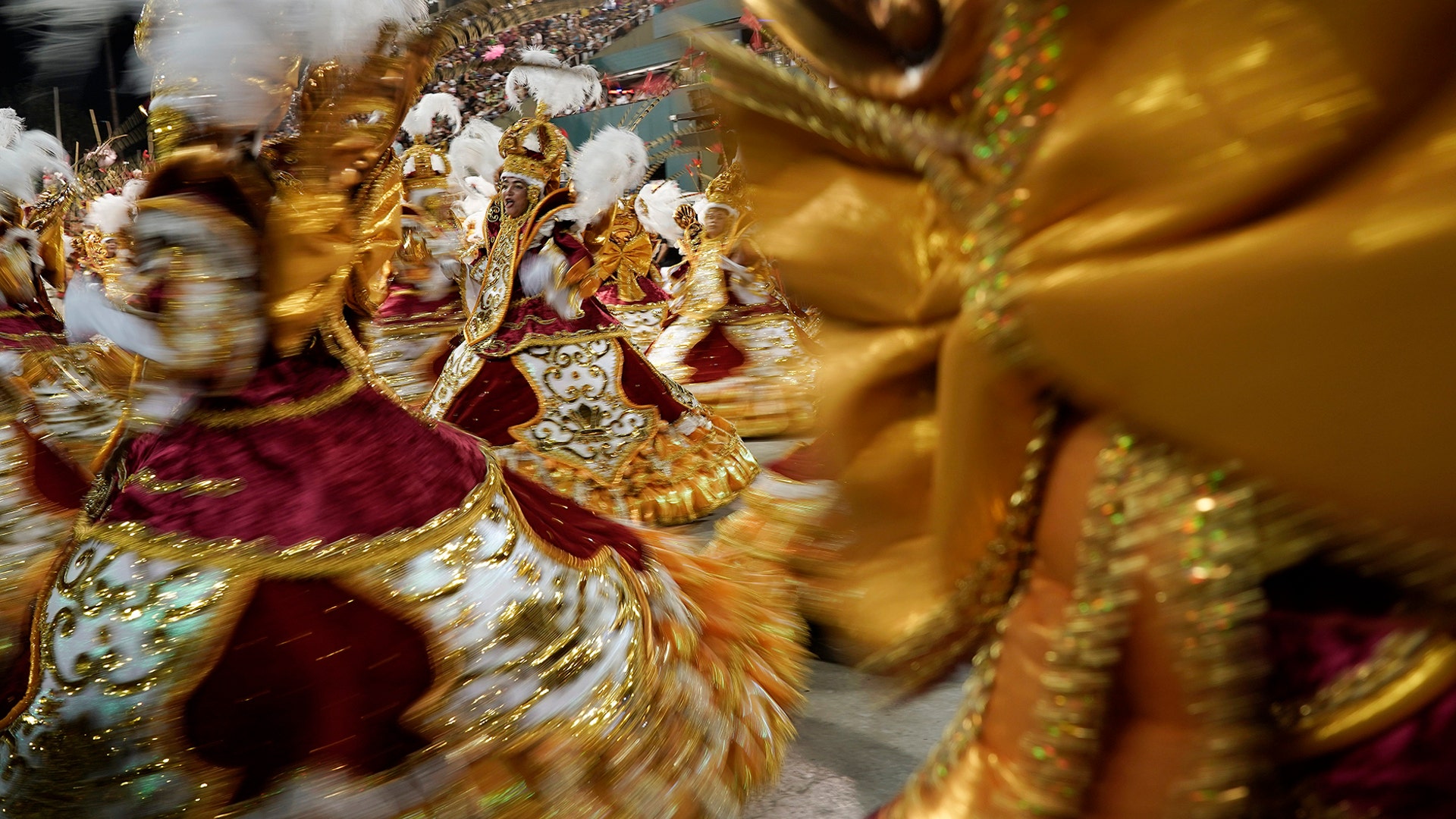 Performers from the Uniao da Ilha samba school parade during Carnival celebrations at the Sambadrome in Rio de Janeiro, Brazil, March 5, 2019.