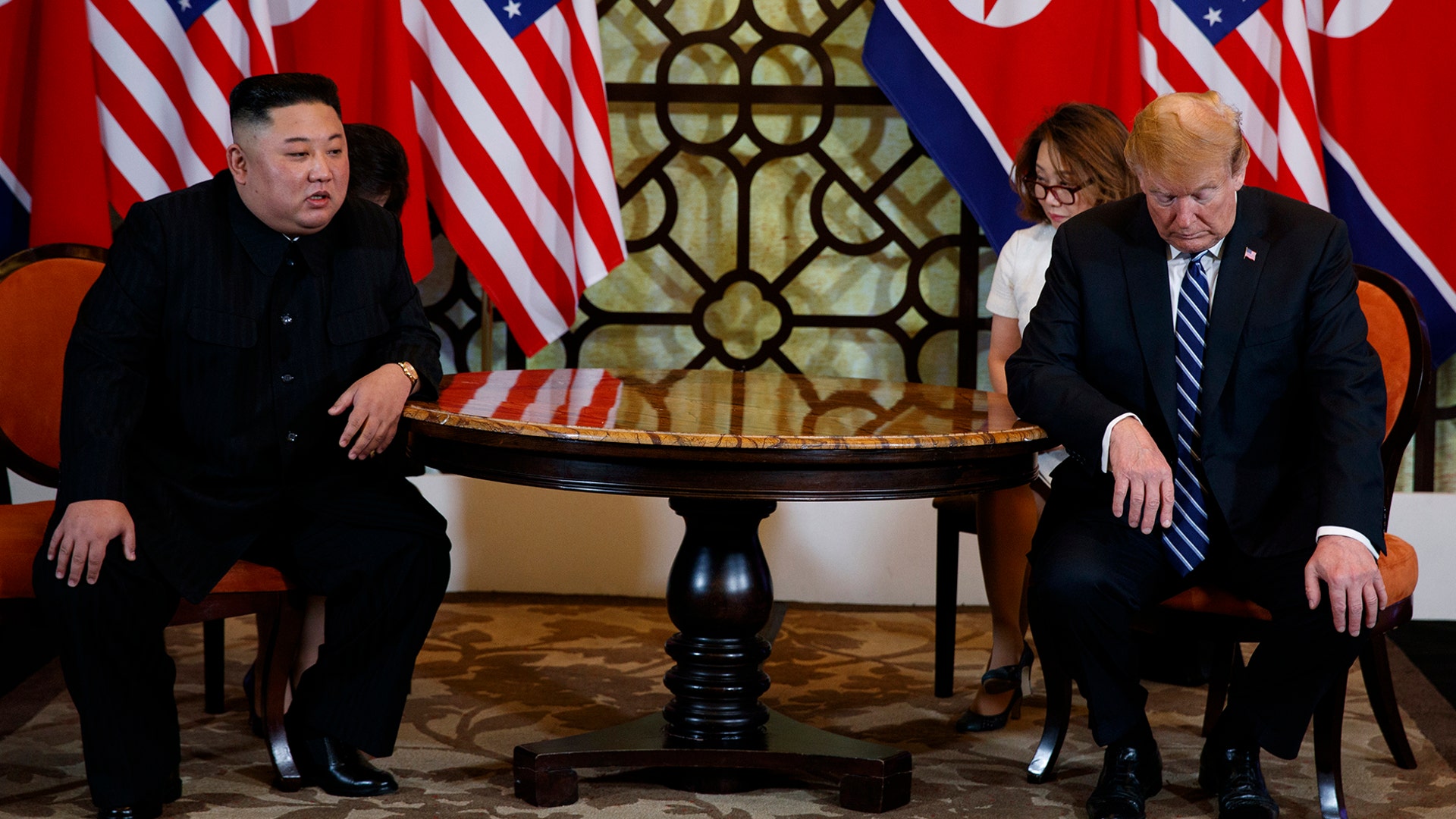 President Donald Trump meets with North Korean leader Kim Jong Un, in Hanoi, Feb. 28, 2019. 