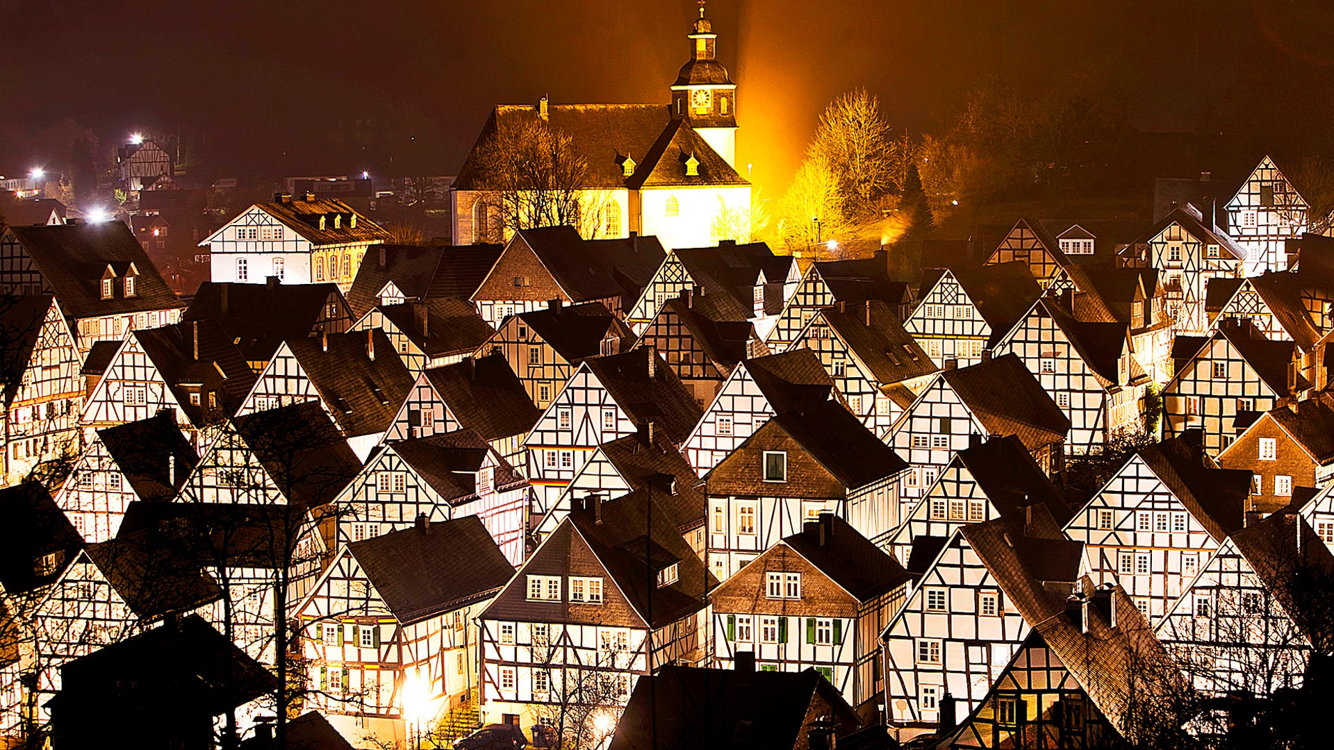 Timber-framed houses are seen in Freudenberg, central Germany, March 6, 2019. 