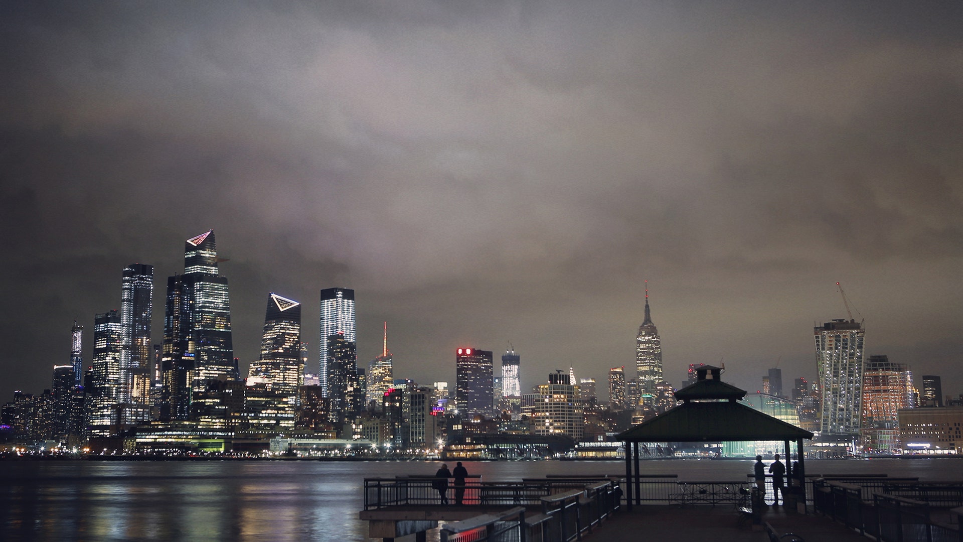 Storm clouds pass over midtown Manhattan in New York City, March 15, 2019.