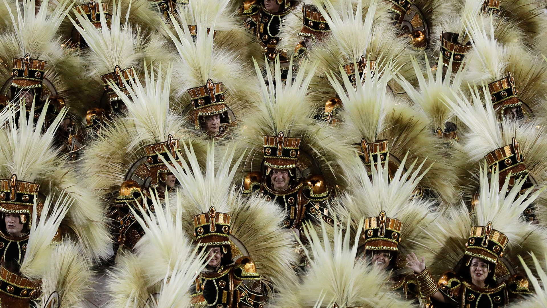 Performers from the Salgueiro samba school parade during Carnival celebrations at the Sambadrome in Rio de Janeiro, Brazil, March 4, 2019. 