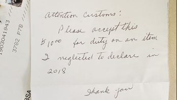 Guilty traveler sends border officers note, money for item they neglected to declare