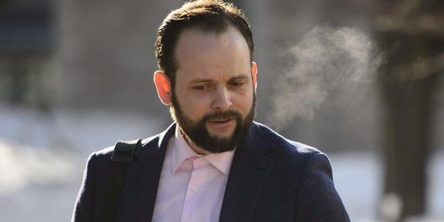 Joshua Boyle arrives at court in Ottawa on Monday, March 25, 2019. Boyle is on trial in Canada, accused of repeatedly assaulting his wife. He faces 19 charges, including sexual assault. A partial gag order was lifted at the trial, revealing that all but one of 19 charges relate to his American wife, Caitlan Coleman of Stewartstown, Pa. Boyle and his wife were taken hostage in 2012 by a Taliban-linked group while on a backpacking trip in Afghanistan. The couple had three children during their five years in captivity. The family was rescued in 2017 by Pakistani forces.
