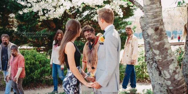 The “zombies” weren’t even extras or actors on “The Walking Dead,” but reportedly performers who work in the town as part of Senoia’s new zombie-themed tourist industry.