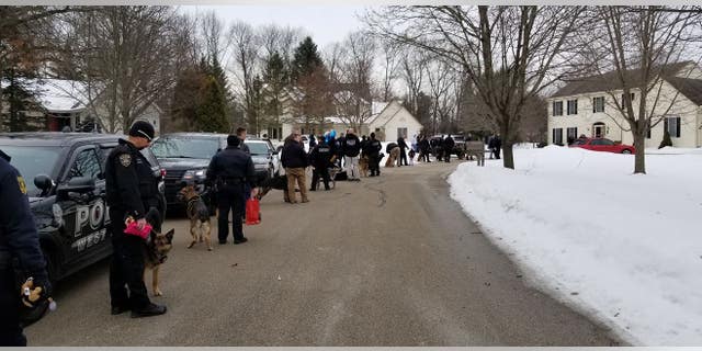 Close to 40 different police departments — including K-9 officers — visited Emma Mertens at her home in Wisconsin on Saturday.