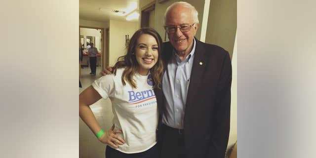 Belén Sisa, a millennial left-wing activist from Arizona, joined Bernie Sanders’ 2020 presidential campaign in February. She shared a photo taken with Sanders from 2015 on her Facebook page. (Facebook)