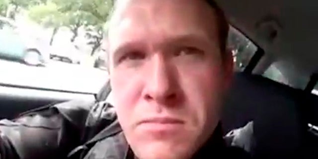 This frame from the video that was live-streamed Friday, March 15, 2019, shows a gunman, who used the name Brenton Tarrant on social media, in a car before the mosque shootings in Christchurch, New Zealand.