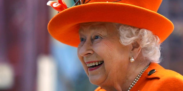 Britain's Queen Elizabeth II reacts during a visit to the Science Museum in London, Thursday March 7, 2019.