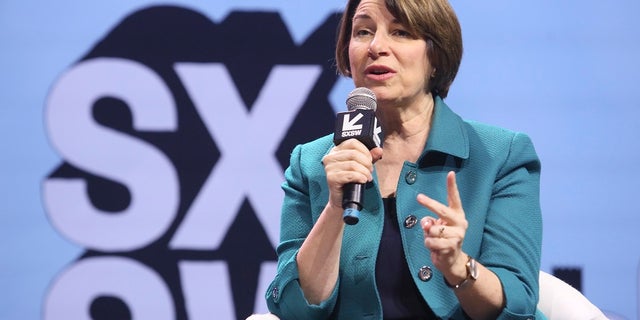 U.S. Sen. Amy Klobuchar, D-Minn., takes part in a "Conversations About America's Future" program at ACL Live during the South by Southwest Interactive Festival on Saturday, March 9, 2019, in Austin, Texas. (Photo by Jack Plunkett/Invision/AP)