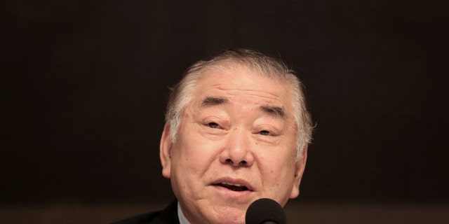 Moon Chung-in, a special adviser to South Korean President Moon Jae-in, speaks during a forum hosted by the Kwanhun Club in Seoul, South Korea, Tuesday, March 12, 2019.