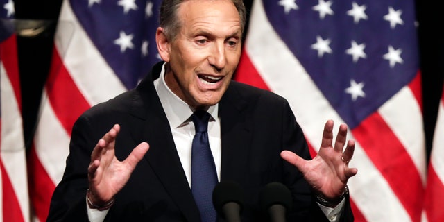 FILE - In this Feb. 7, 2019, file photo, former Starbucks CEO Howard Schultz speaks at Purdue University in West Lafayette, Ind. (AP Photo/Michael Conroy, File)