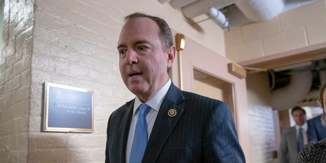 House Intelligence Committee Chairman Adam Schiff, D-Calif., arrives for a Democratic Caucus meeting in Washington back in March. Schiff, the focus of Republicans' post-Mueller ire, says Mueller's conclusion would not affect his own committee's counterintelligence probes. (AP Photo/J. Scott Applewhite)