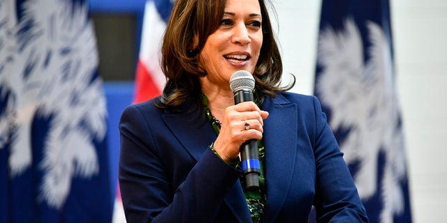U.S. Sen. Kamala Harris, D-Calif., speaks at a town hall gathering in Hemingway, S.C. (Associated Press)