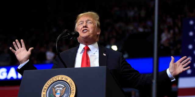President Donald Trump speaks at a rally in Grand Rapids, Michigan on Thursday, March 28, 2019. (AP Photo / Manuel Balce Ceneta)