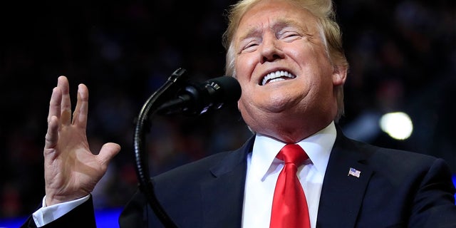 President Donald Trump speaks at a campaign rally in Grand Rapids, Mich. (AP Photo/Manuel Balce Ceneta)