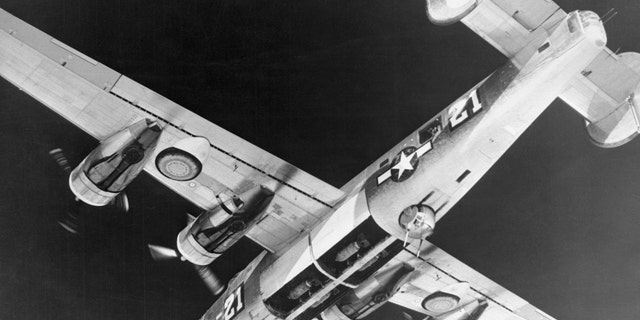 File photo - A B-24 Liberator starts its bomb run during a raid on Vienna, Austria, during World War II.