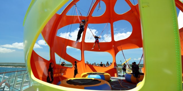 The 25-year-old man had looked forward the "awesome experience" of trying the Sky Pad attraction (pictured) during the cruise, which he took with his girlfriend, but never could have predicted what would happen next.
