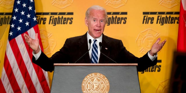 Former Vice President Joe Biden speaks at the International Association of Firefighters at the Hyatt Regency on Capitol Hill in Washington, Tuesday, March 12, 2019, amid growing expectations he'll soon announce he's running for president. (AP Photo/Andrew Harnik)