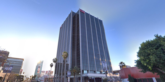 The billboard appeared opposite CNN's Hollywood headquarters (pictured).