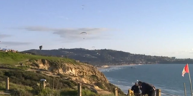 Stunned witnesses said the paragliders were "falling from the sky" after colliding.
