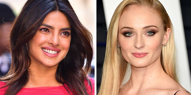 Actresses Priyanka Chopra, left, and Sophie Turner enjoyed some fun in the sun with significant others Nick and Joe Jonas.