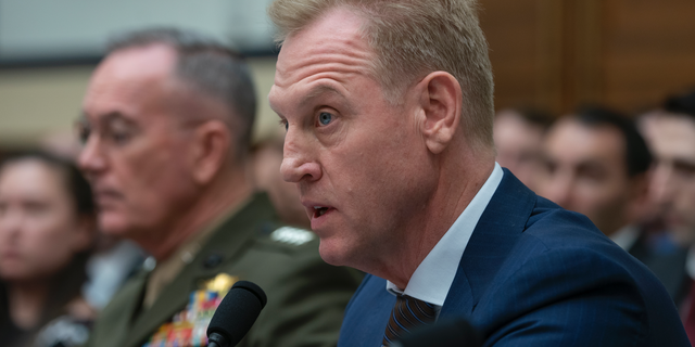 Acting Defense Secretary Patrick Shanahan, joined at left by Chairman of the Joint Chiefs of Staff Gen. Joseph F. Dunford, testifies at a House Armed Services Committee hearing on the fiscal year 2020 Pentagon budget, on Capitol Hill in Washington, Tuesday, March 26, 2019. Lawmakers are concerned about military construction projects that could lose funding this year to pay for President Donald Trump's border wall. (AP Photo/J. Scott Applewhite)