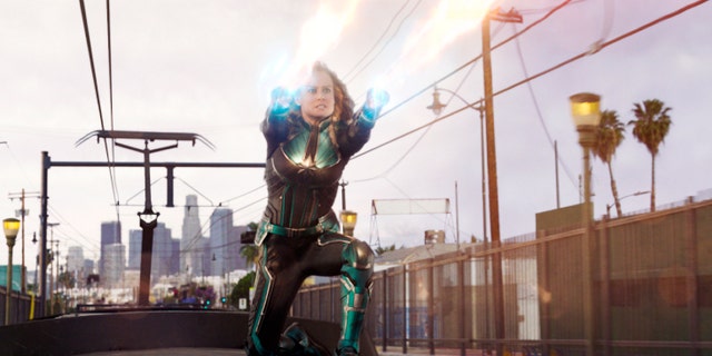 This image released by Disney-Marvel Studios shows Brie Larson in a scene from "Captain Marvel." (Disney-Marvel Studios via AP)