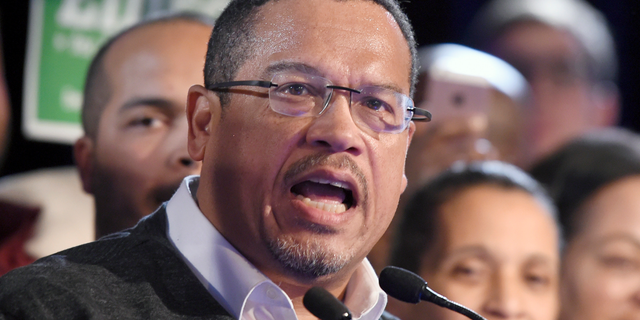 FILE - In this Nov. 6, 2018, file photo, Minnesota Attorney General-elect Keith Ellison speaks during the election night event in St. Paul, Minn. Ellison is helping lead a coalition of attorneys general in supporting Liberians fighting to stay in the U.S. Ellison and the other attorneys general filed a brief Monday, March 25, 2019 supporting Liberian immigrants in a lawsuit over President Donald Trump's decision to end a humanitarian program that allows them to live and work in the U.S. Minnesota has one of the largest populations of Liberians in the country. (AP Photo/Hannah Foslien, File)
