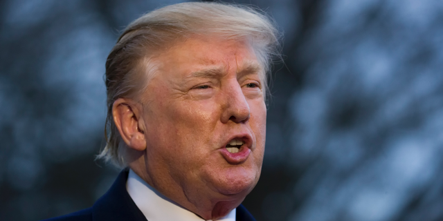 President Donald Trump speaks with the media after stepping off Marine One on the South Lawn of the White House, Sunday, March 24, 2019, in Washington.&nbsp; (AP Photo/Alex Brandon)