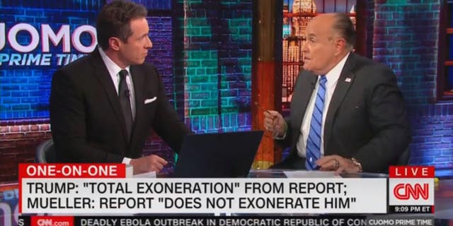 Rudy Giuliani during a contentious interview with CNN’s Chris Cuomo.