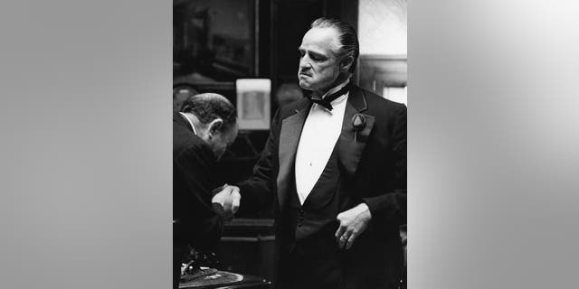 Marlon Brando during a scene in "The Godfather."