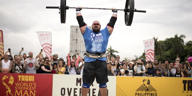 Brian Shaw during the Max Overhead competition of the 2018 Worlds Strongest Man in Manila on May 5, 2018.