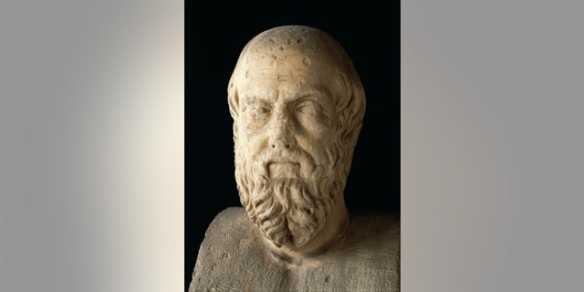 File photo - bust of Greek historian Herodotus at the Agora Archaeological Museum in Athens.
